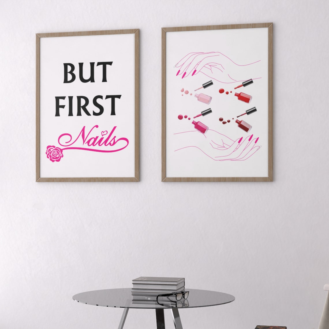 Nail Salon Two Print Set But First Nails Quote Manicure Hands Art - Image 5