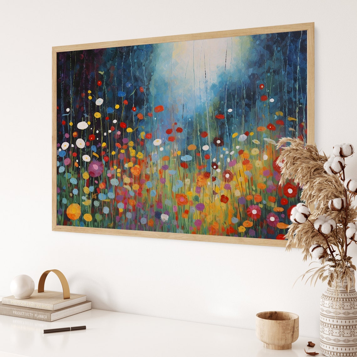 Colorful Abstract Wildflower Field Pointillist Meadow Art Poster - Image 3