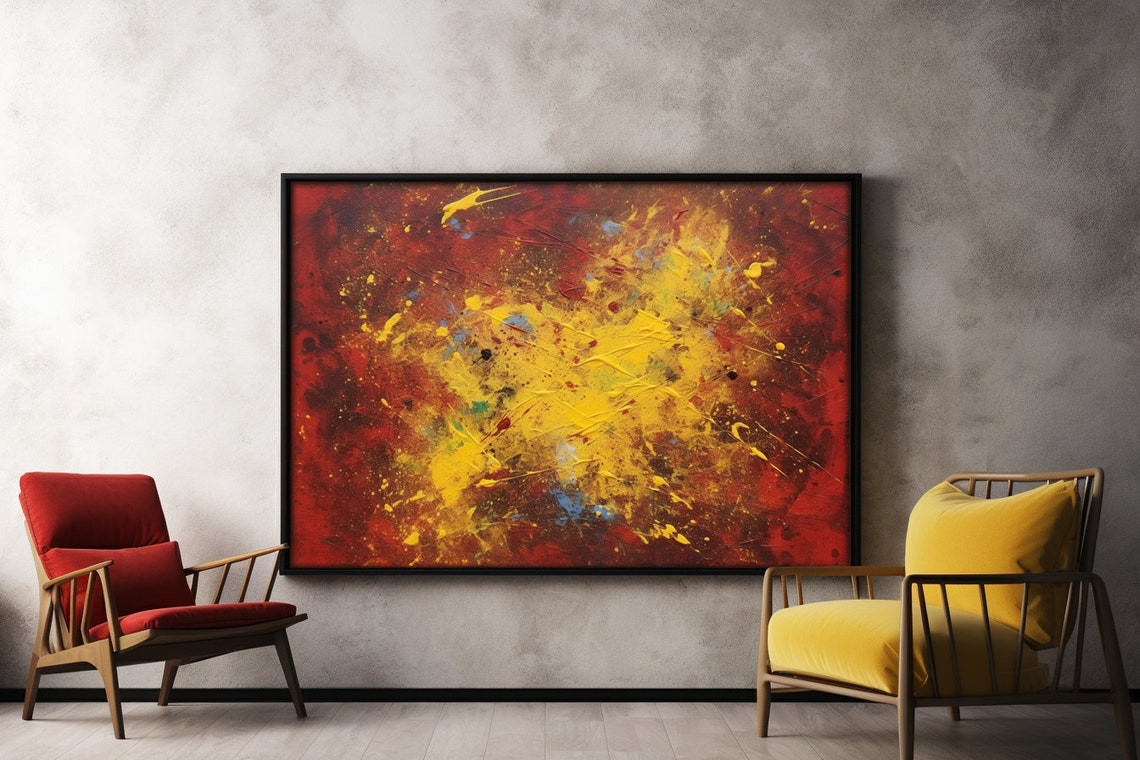 Fiery Red Yellow Swirling Abstract Expressionist Vortex Poster - Image 2