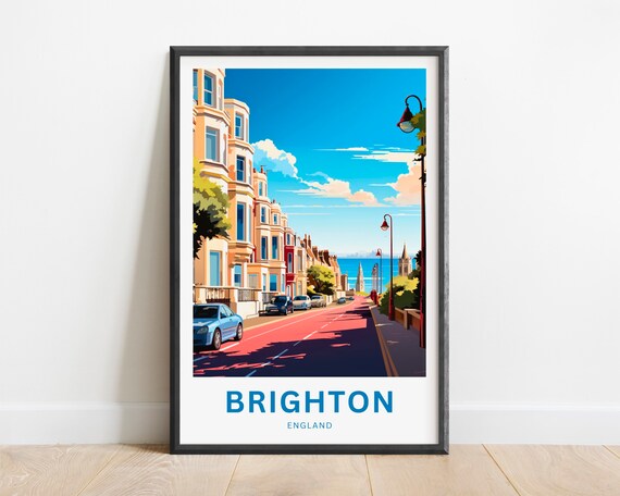 Brighton England Seaside Street Summer Beach Vintage Travel Poster