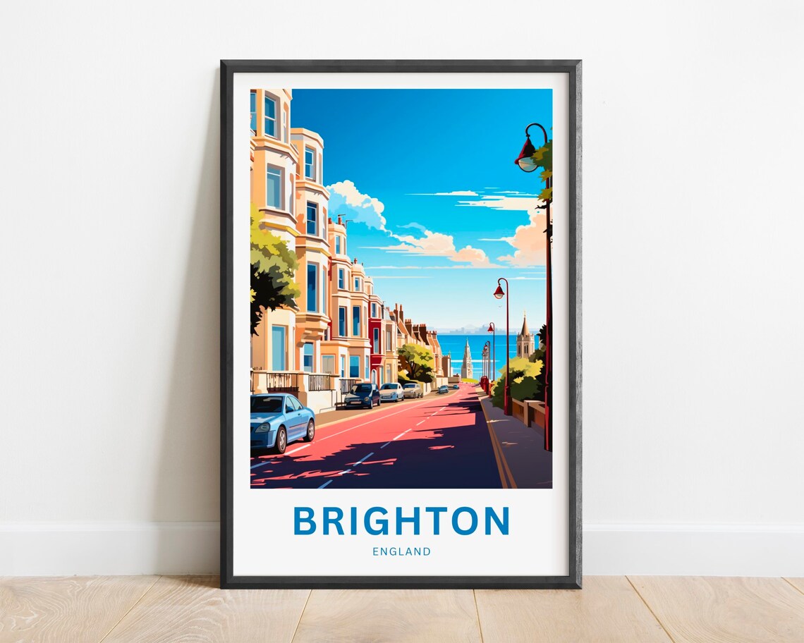 Brighton England Seaside Street Summer Beach Vintage Travel Poster