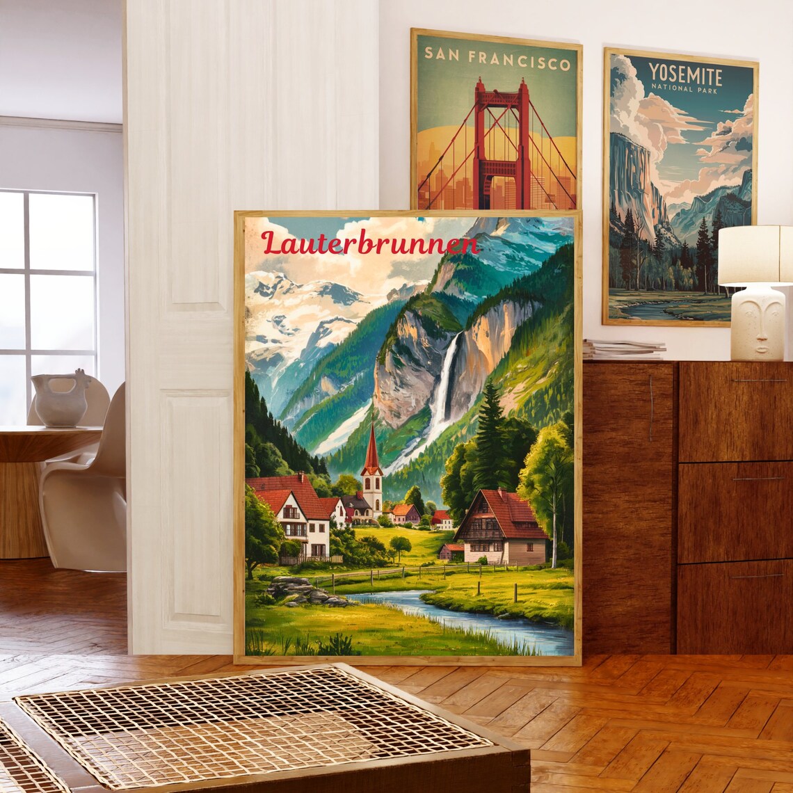 Lauterbrunnen Switzerland Alpine Village Church Waterfall Poster - Image 5