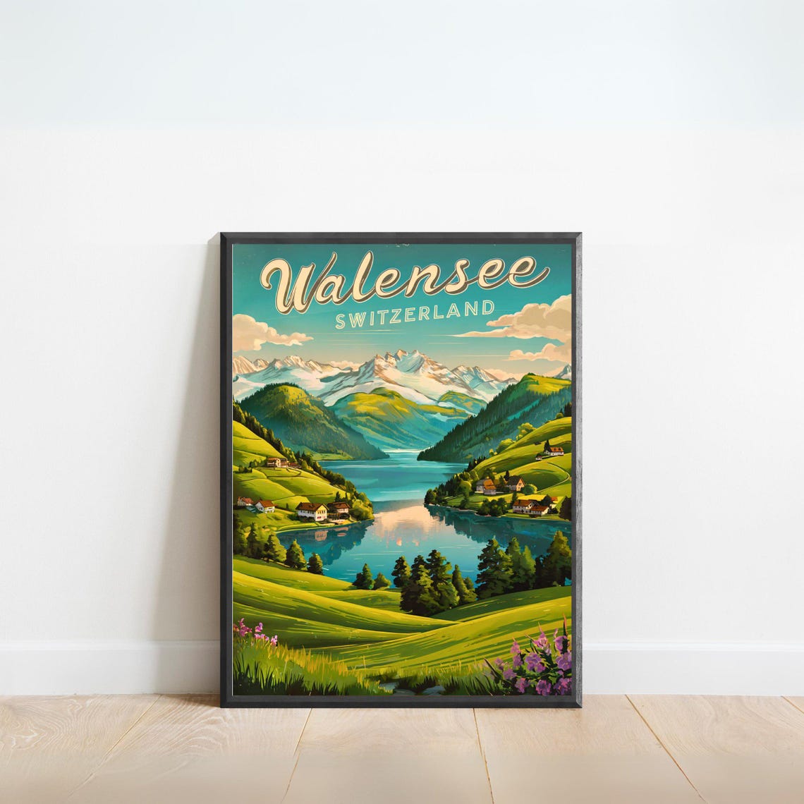 Walensee Switzerland Alpine Lake Valley Snowy Mountain Peaks Poster