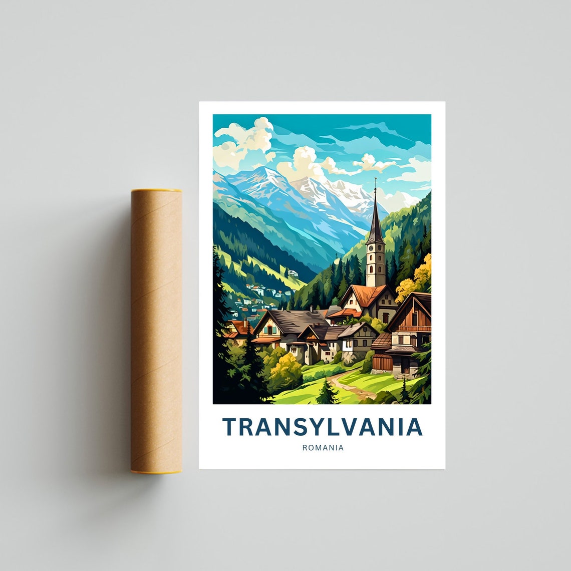 Personalized Transylvania Romania Village Custom Text Poster - Image 4