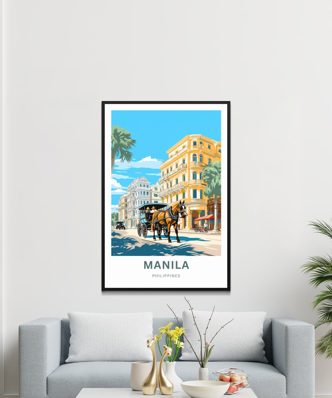 Manila Philippines Kalesa Horse Carriage Historic Street Custom Poster - Image 3