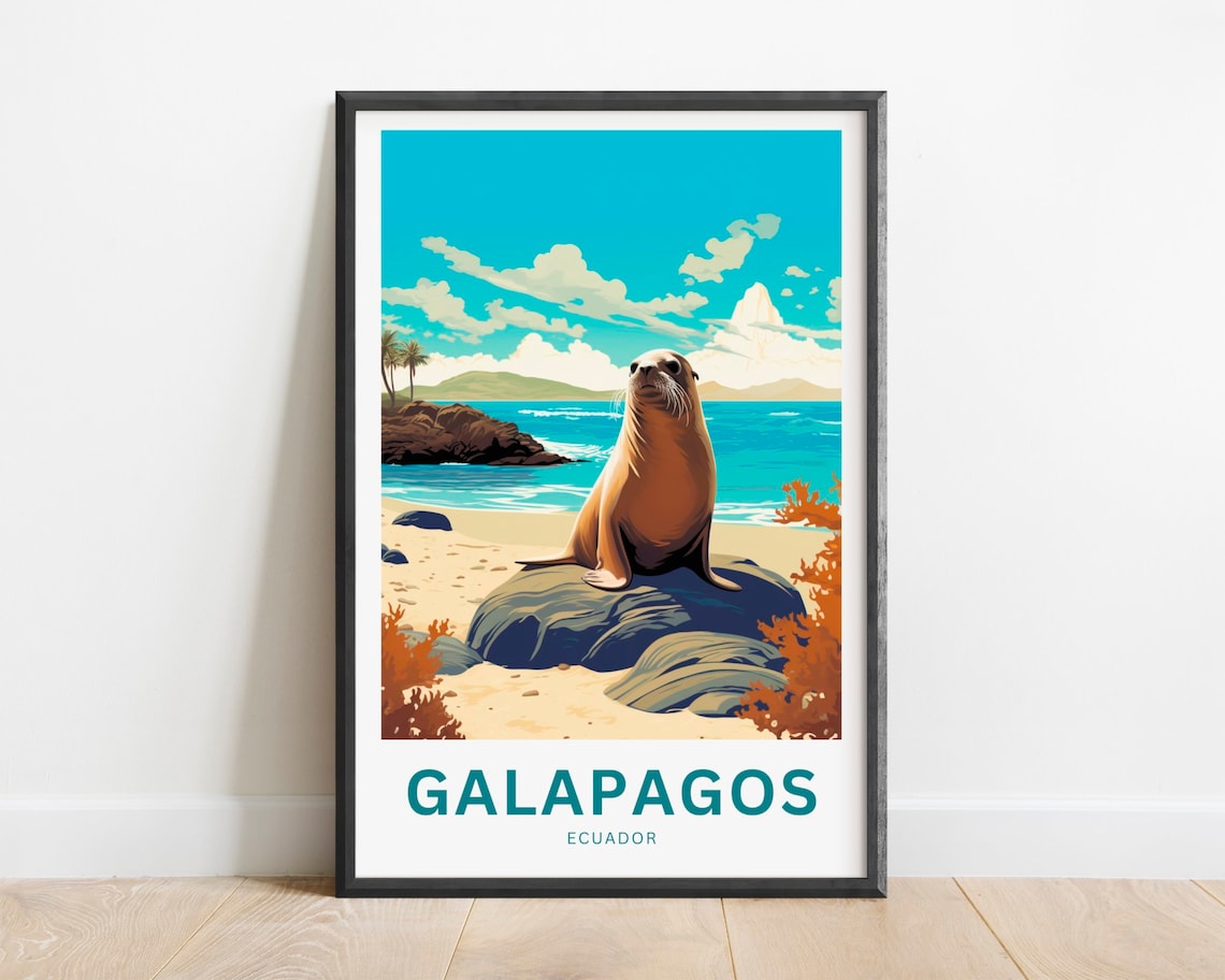 Galapagos Island Travel Poster, Ecuador Art Print