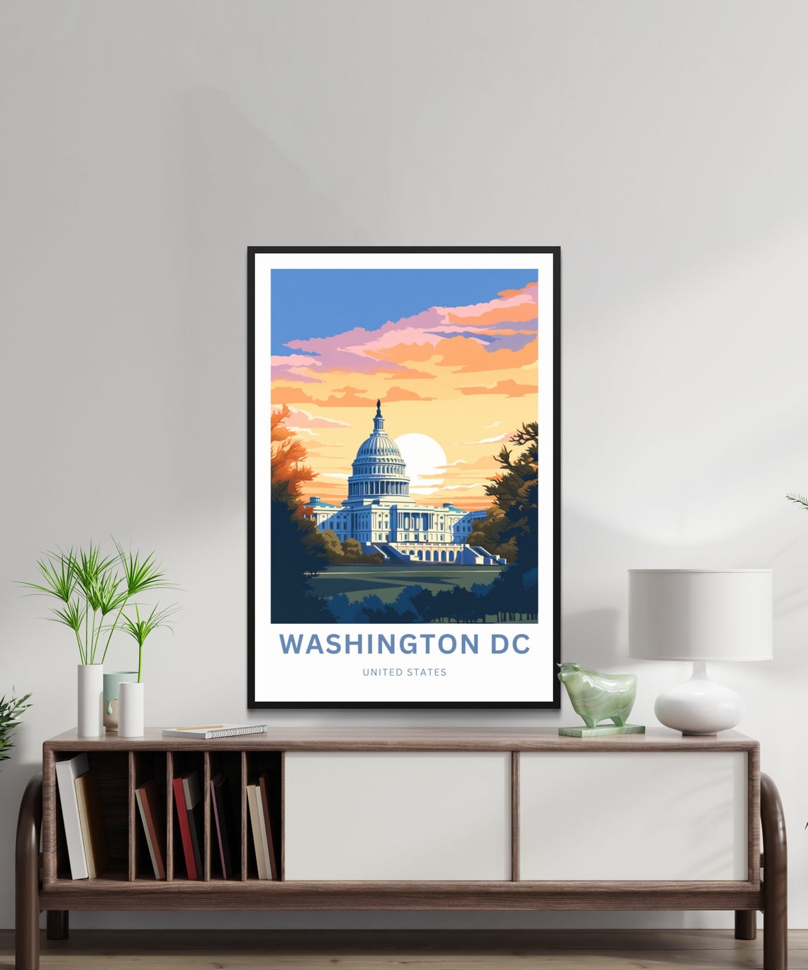 Washington DC US Capitol Glowing Sunset Dome Skyline Travel Poster - Image 2
