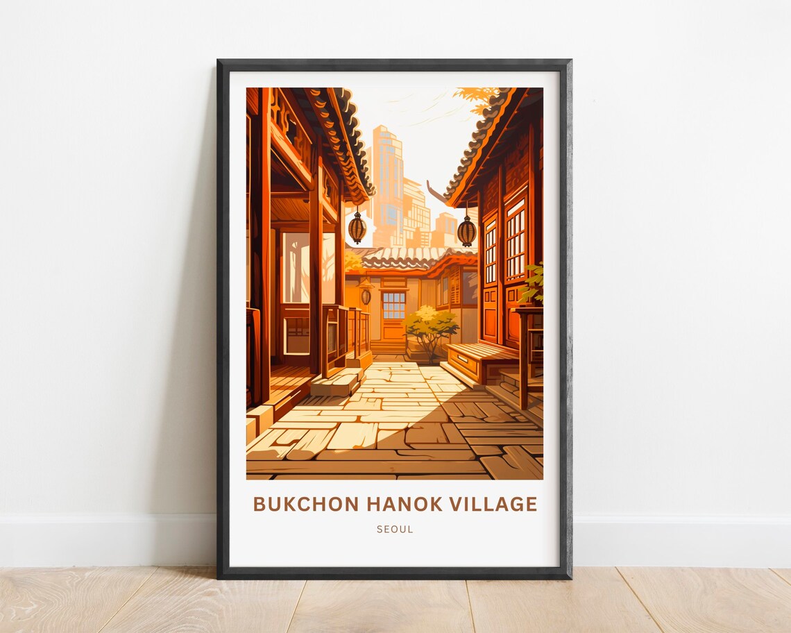 Bukchon Hanok Village Seoul Traditional Alleyway Travel Poster