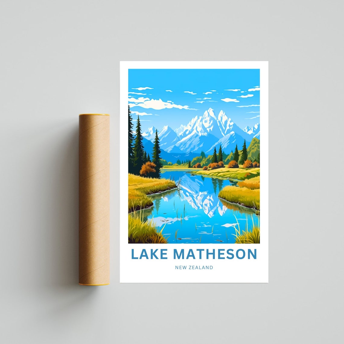 Personalized Lake Matheson New Zealand Reflection Lake Poster - Image 4