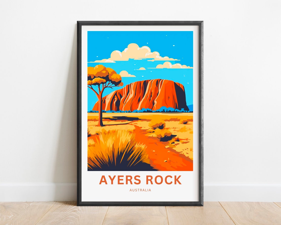 Ayers Rock Uluru Australia Outback Sunset Desert Travel Poster