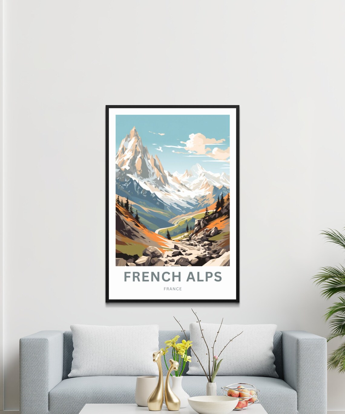 French Alps France Snowy Mountain Peak Vintage Travel Poster - Image 3