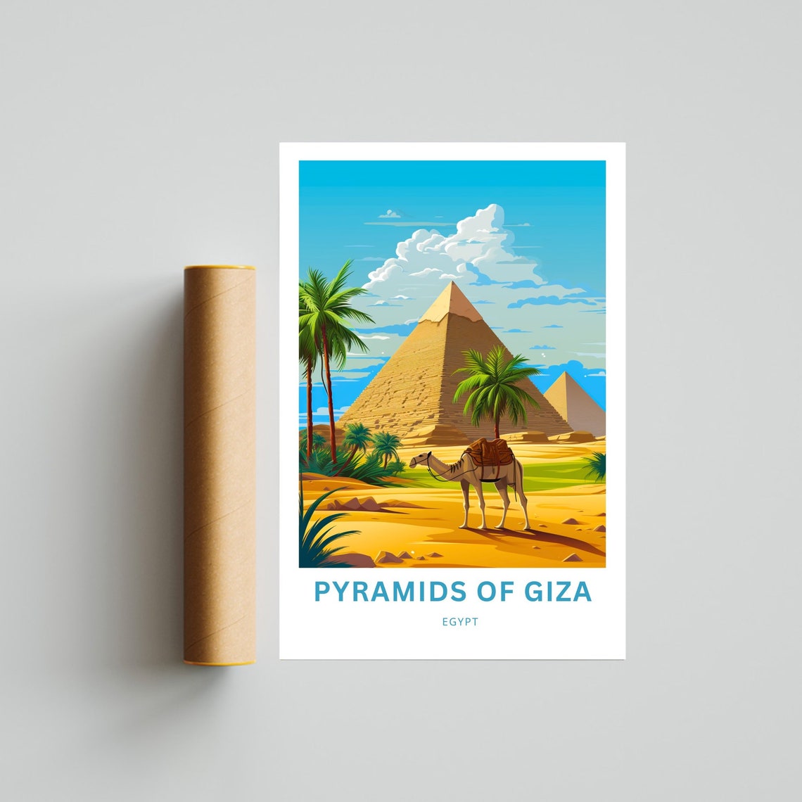Personalized Pyramids of Giza Egypt Desert Pyramid Camel Poster - Image 4
