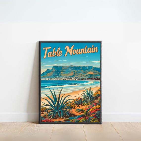 Table Mountain Vintage Travel Poster Table Mountain Print South Africa Vintage Wall Art Framed Present Gift South Africa Present