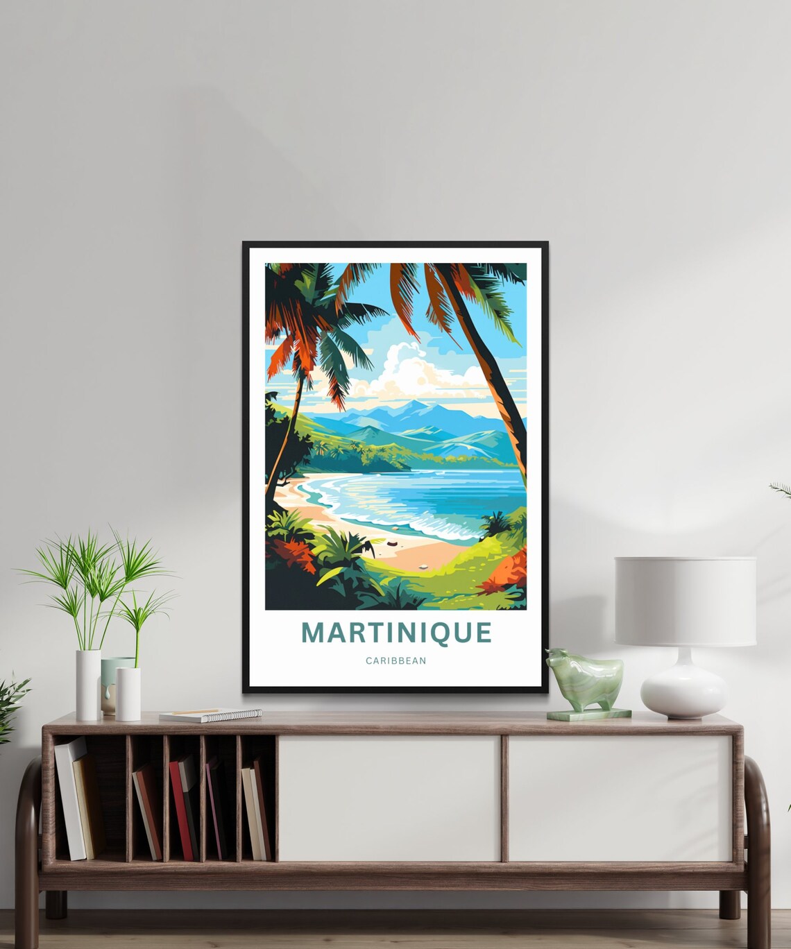Martinique Caribbean Beach Palm Trees Tropical Island Travel Poster - Image 2
