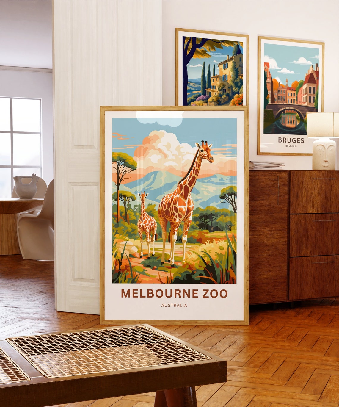 Personalized Melbourne Zoo Giraffe Savanna Custom Text Poster - Image 5
