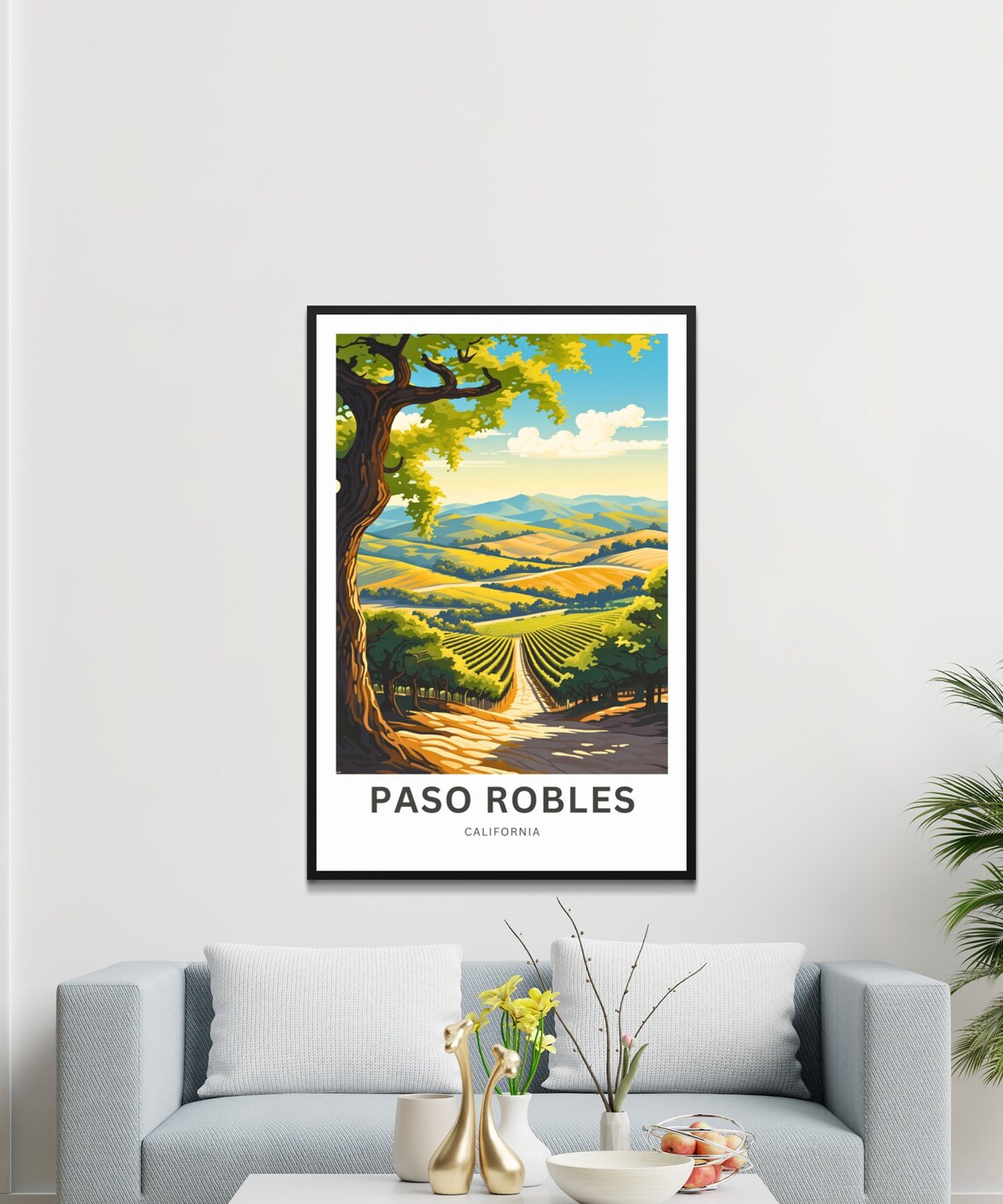 Paso Robles California Vineyard Hills Wine Country Travel Poster - Image 3
