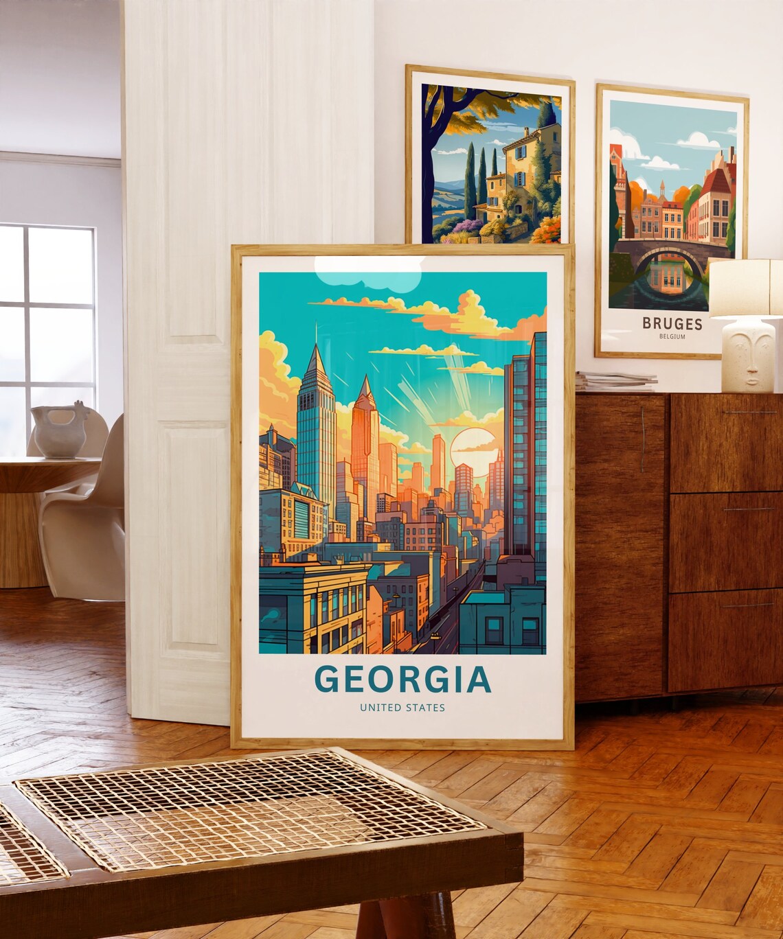 Georgia USA Vibrant City Skyline Sunset Skyscraper Art Travel Poster - Image 5