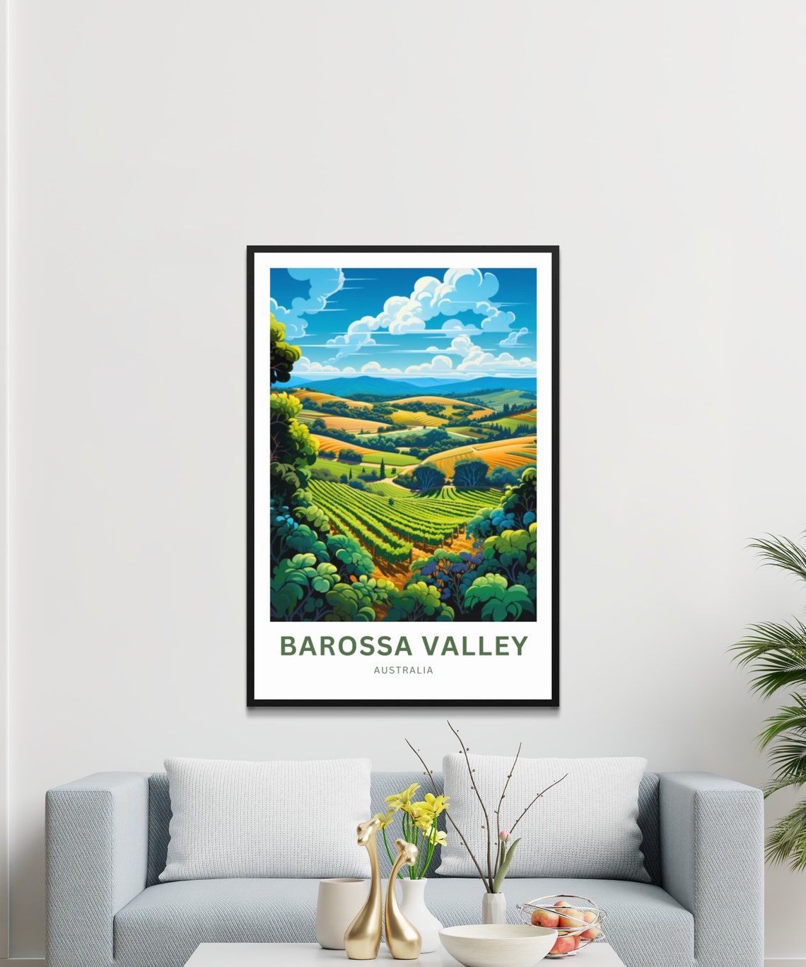 Barossa Valley Australia Rolling Vineyard Hills Wine Travel Poster - Image 3