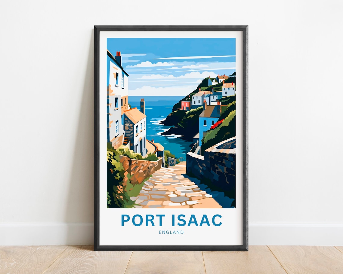 Port Isaac Travel Poster, England Wall Art