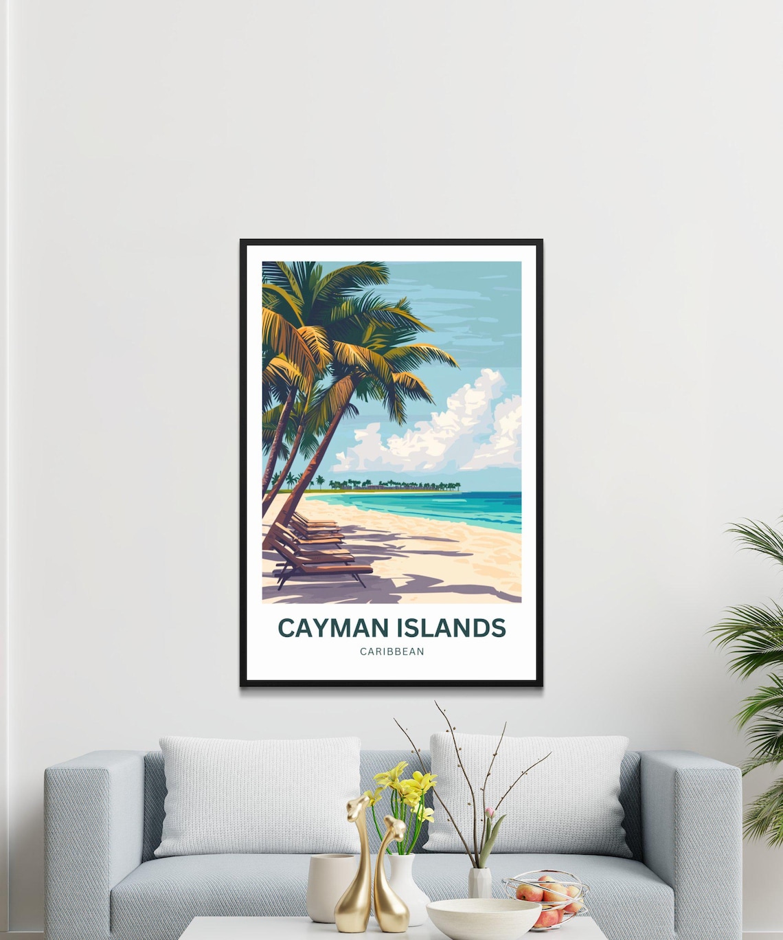 Tropical Cayman Islands Caribbean White Sand Palm Beach Travel Poster - Image 4