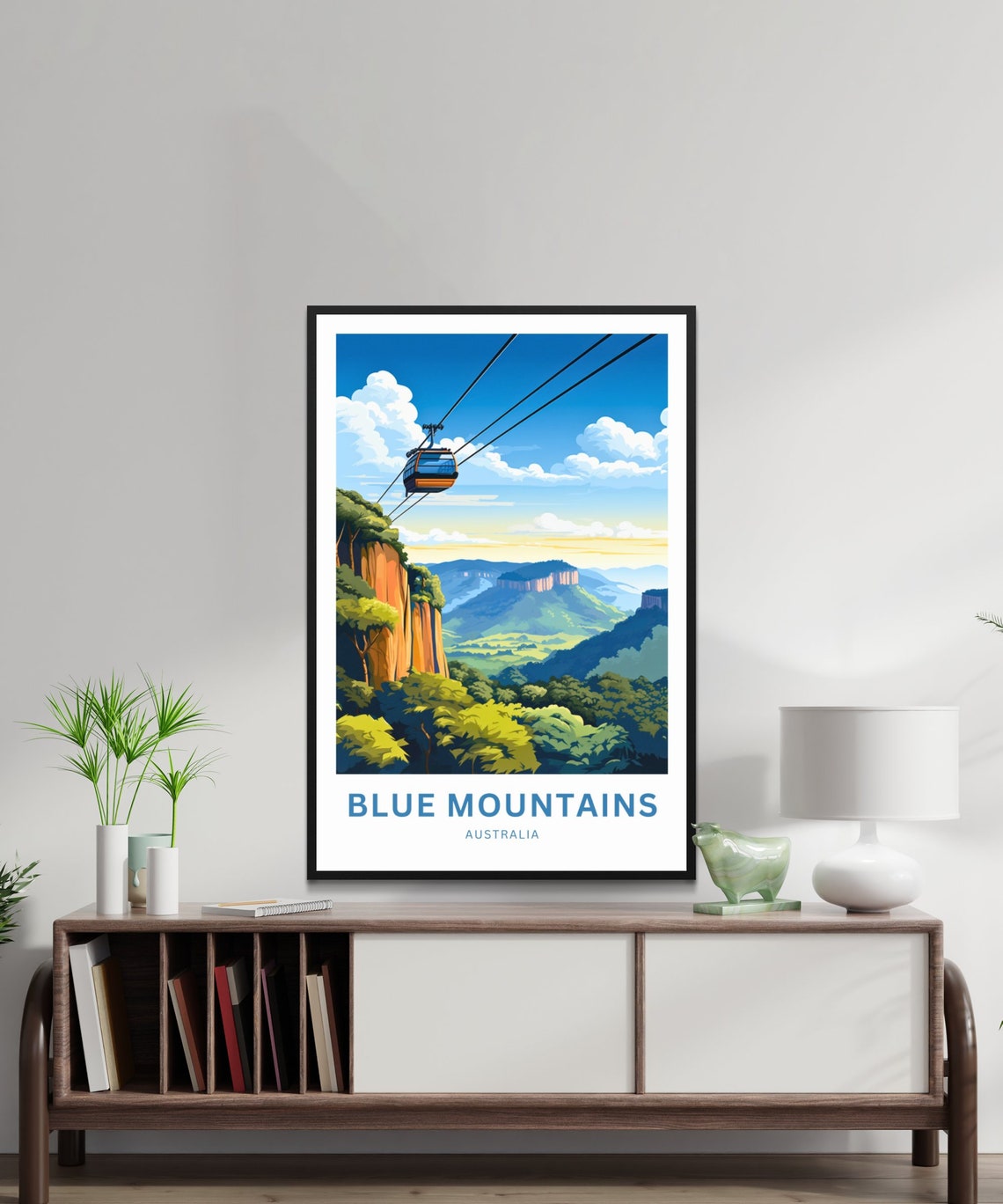 Blue Mountains Australia Gondola Forest Valley Custom Text Poster - Image 2