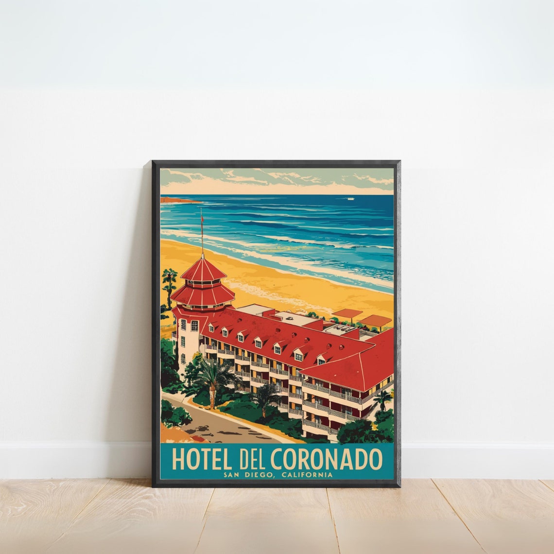 Hotel Del Coronado San Diego California Beach Vintage Travel Poster
