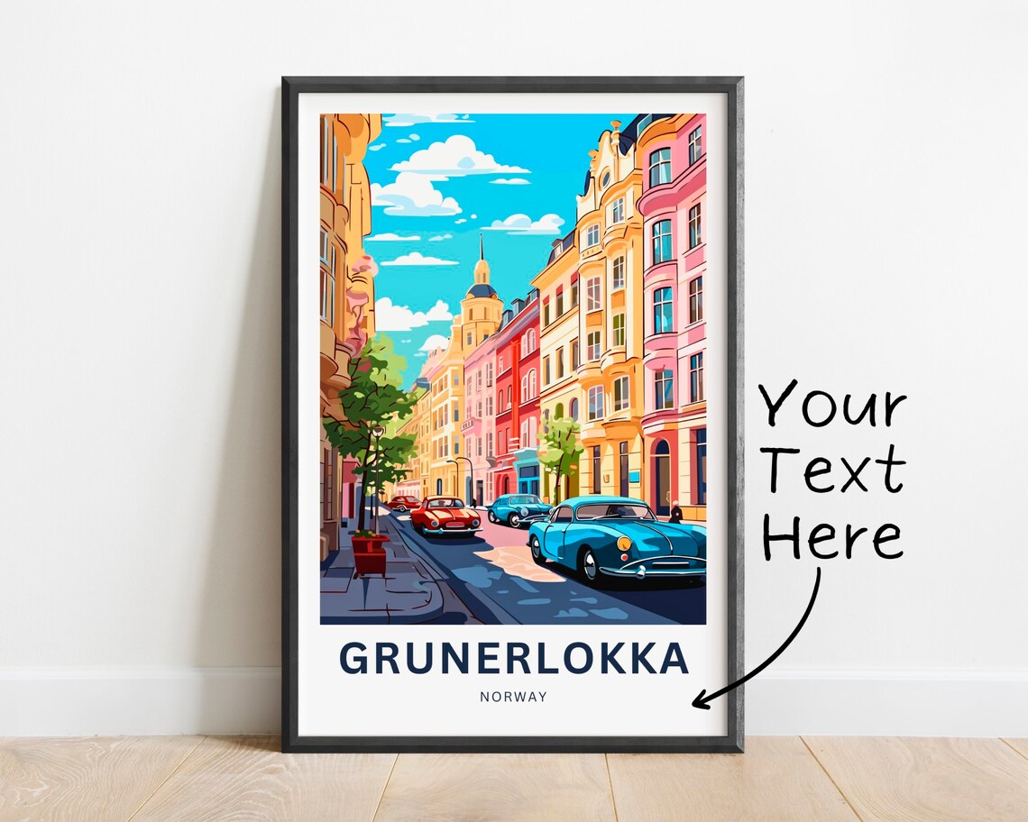 Grunerlokka Norway Pastel Pink Street Classic Cars Personalized Poster