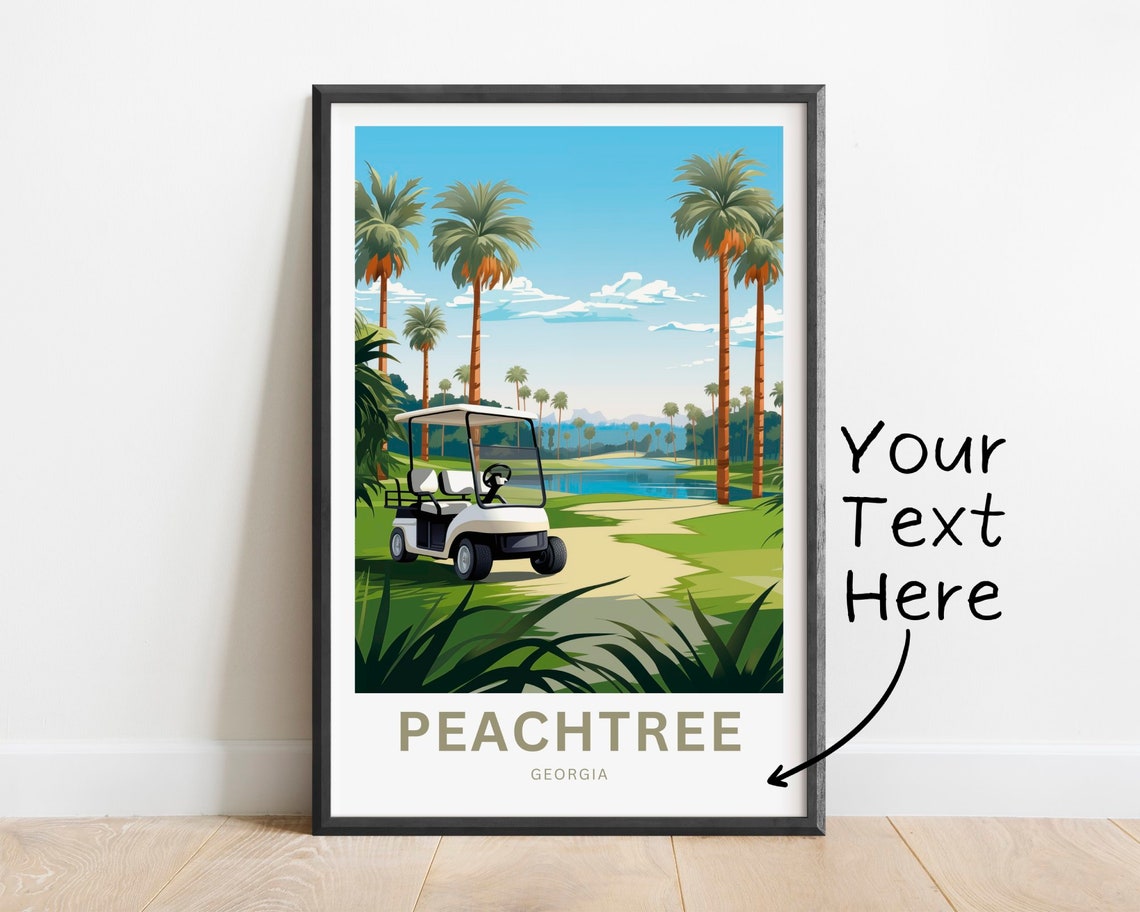 Peachtree Georgia Golf Course Cart Palm Lake Personalized Poster