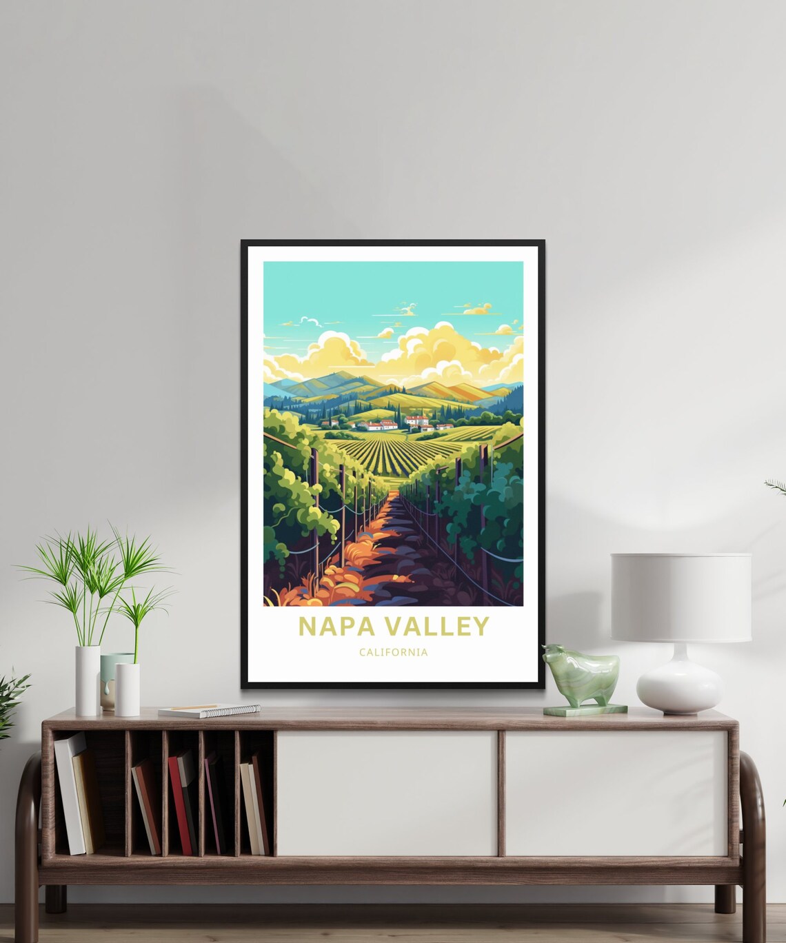Napa Valley California Vineyard Rows Farmhouse Day Travel Poster - Image 2
