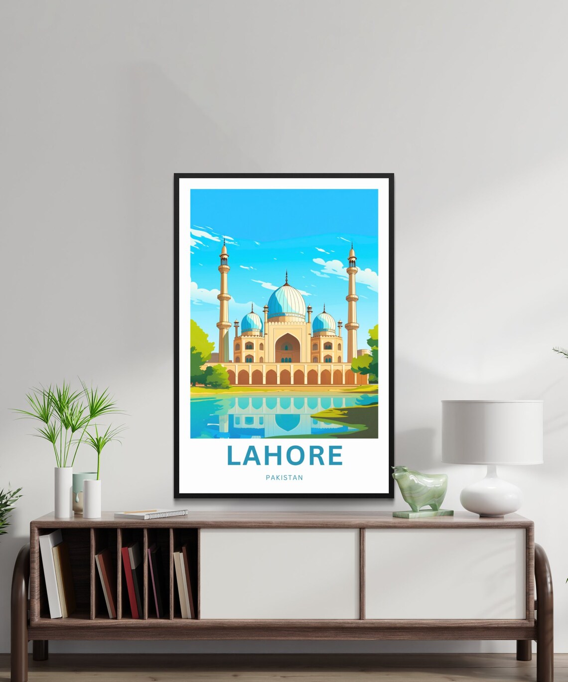 Lahore Pakistan Badshahi Mosque Domes Grand Skyline Travel Poster - Image 2