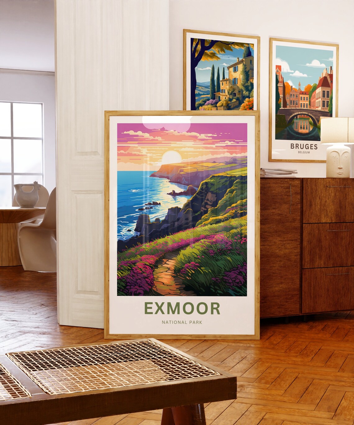 Exmoor National Park Sunset Cliff Path Heather Coast Travel Poster - Image 3