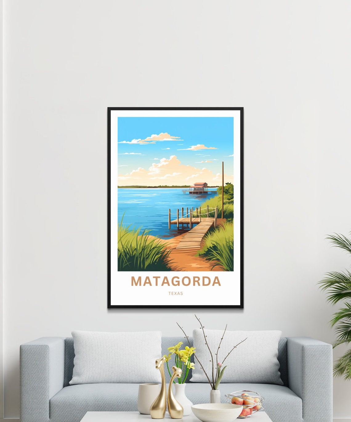 Personalized Matagorda Texas Fishing Pier Coast Travel Poster - Image 3