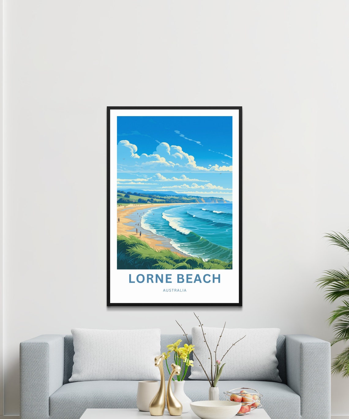 Lorne Beach Australia Curving Sandy Shore Cliffs Custom Travel Poster - Image 3