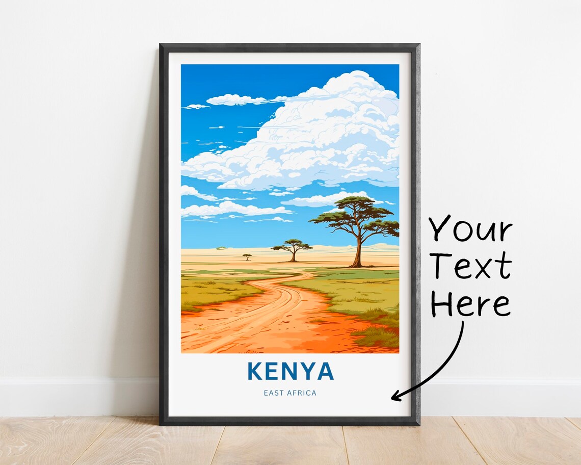 Kenya East Africa Dirt Road Savanna Personalized Adventure Poster