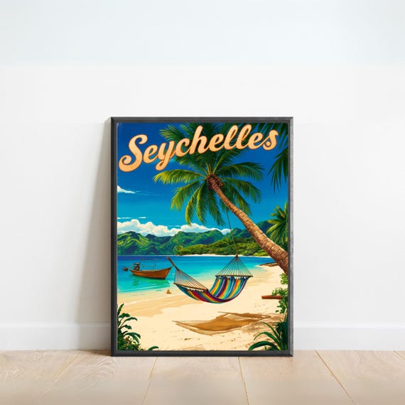 Seychelles Vintage Travel Poster Seychelles Print Africa Wall Art Framed Present Gift Africa Present