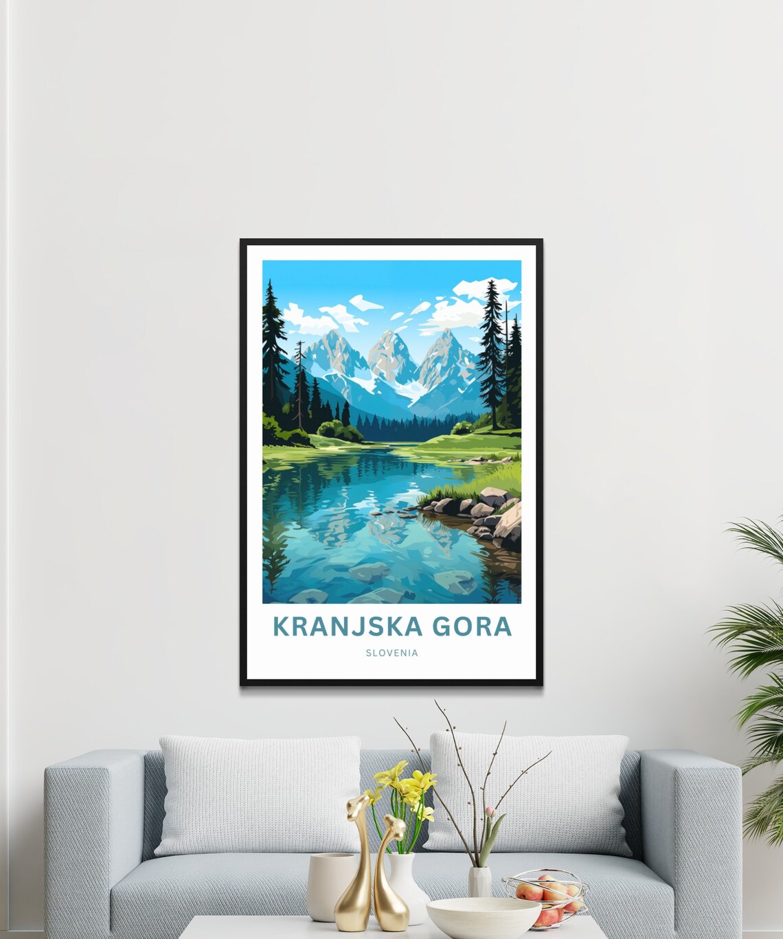 Personalized Kranjska Gora Slovenia Mountain Lake Travel Poster - Image 3