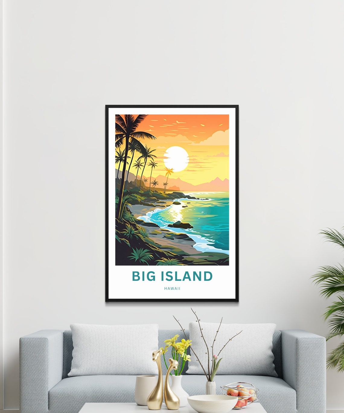 Personalized Big Island Hawaii Sunset Coast Custom Art Travel Poster - Image 3