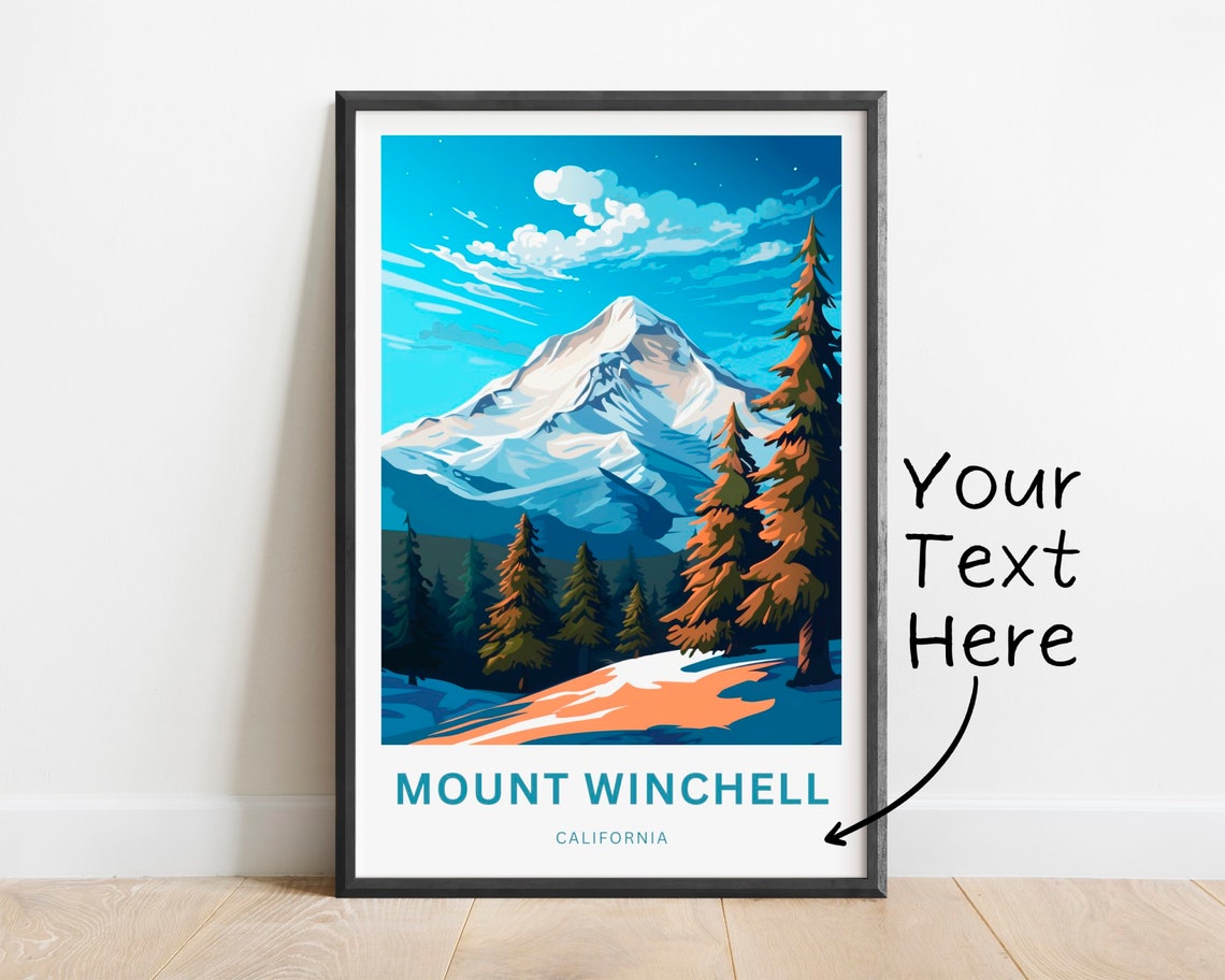 Personalized Mount Winchell California Snow Peak Starry Travel Poster