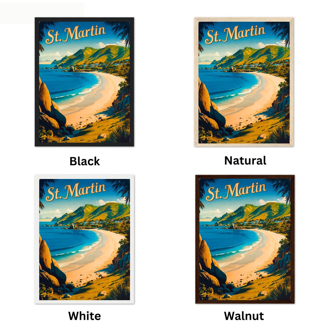 St. Martin Caribbean Golden Beach Bay Vintage Travel Style Poster - Image 4