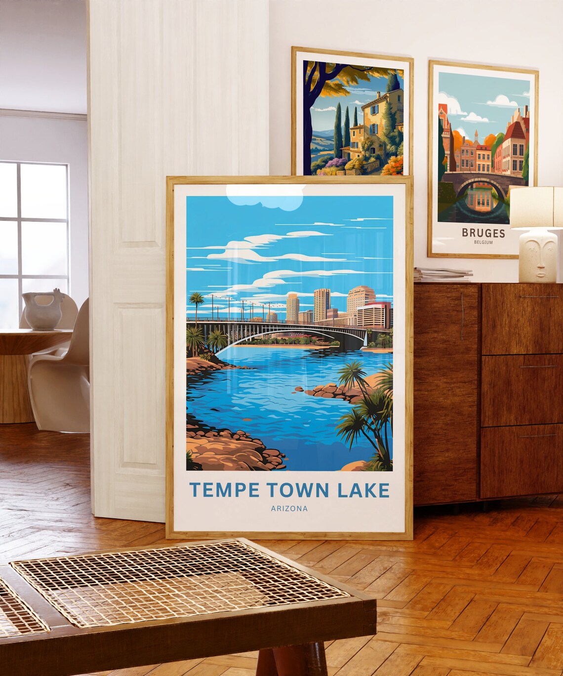 Tempe Town Lake Arizona Daytime Bridge City Skyline Travel Poster - Image 5