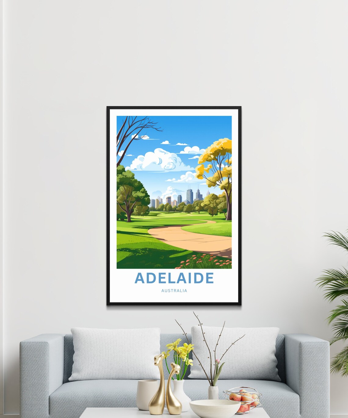Adelaide Australia City Park Vintage Travel Poster Green Pathway Art - Image 3