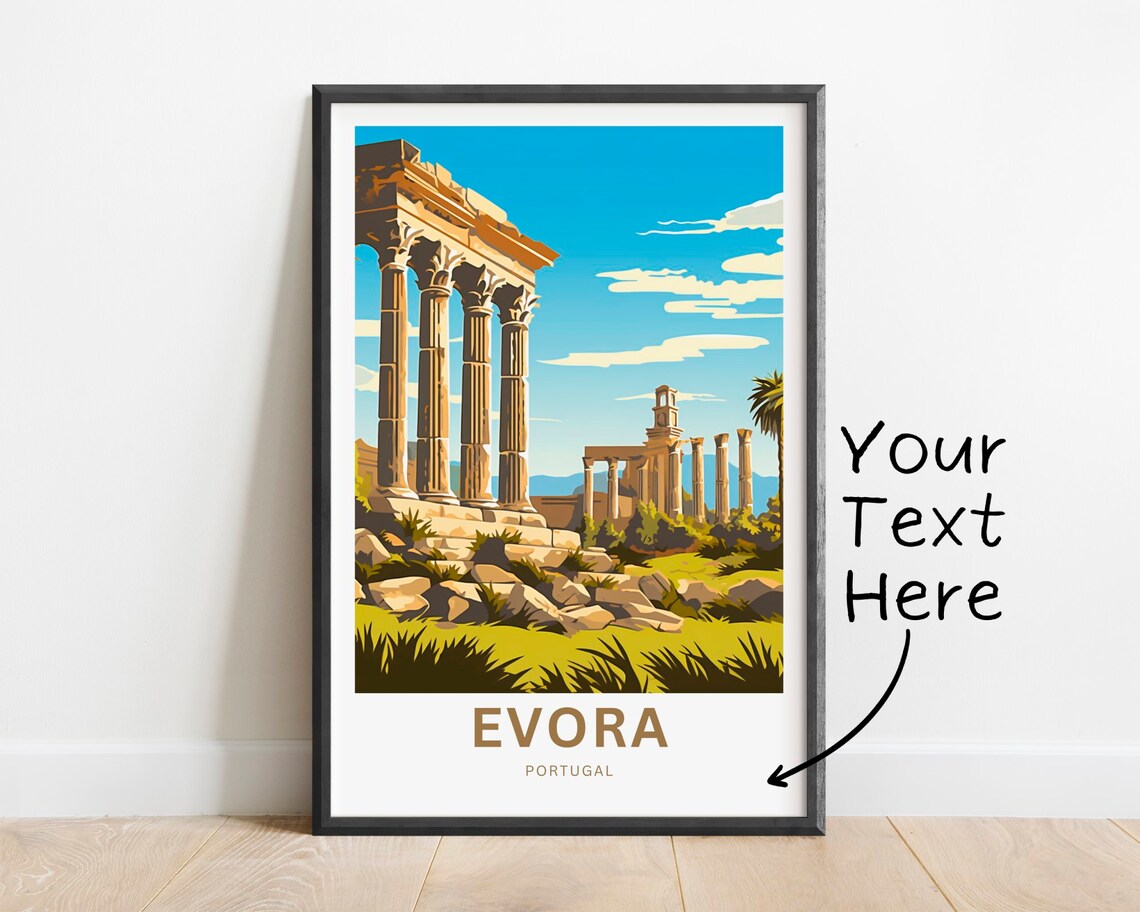 Evora Portugal Roman Temple Ruins Golden Personalized Poster