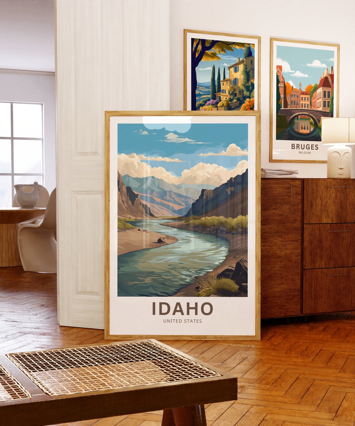 Idaho River Bend Desert Canyon Water Reflection Travel Poster - Image 5