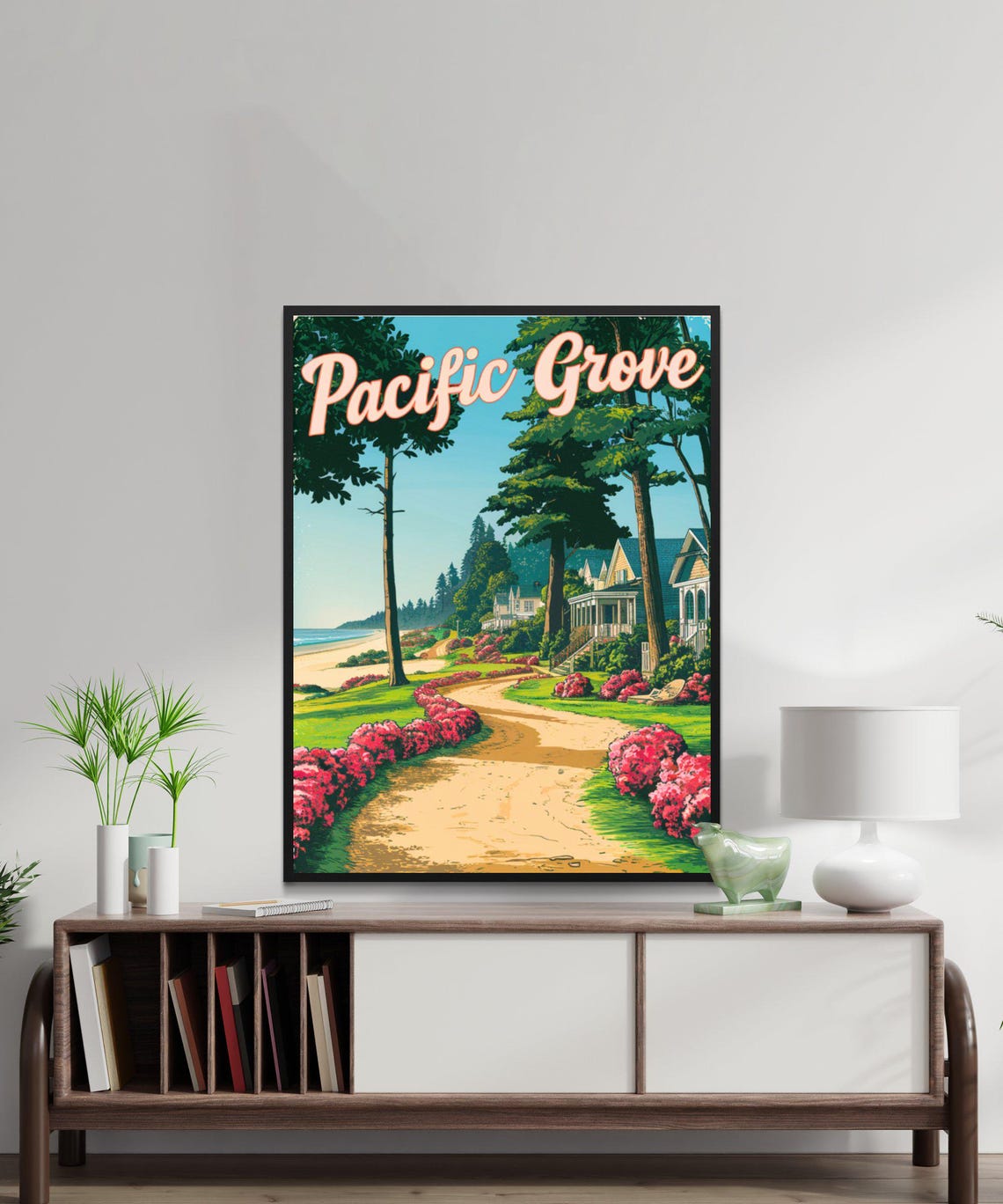 Pacific Grove California Coastal Path Garden Flowers Travel Poster - Image 3