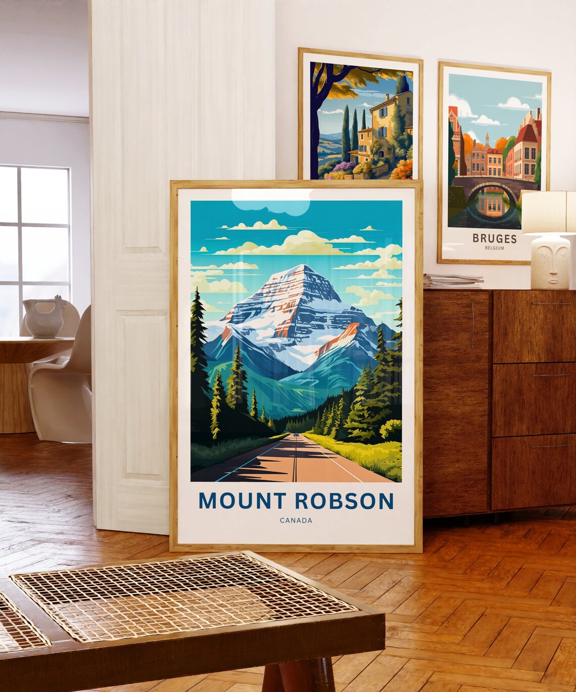 Mount Robson Canada Forest Road To Snowy Peak Scenic Travel Poster - Image 3