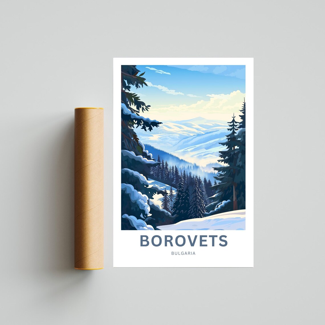 Borovets Bulgaria Winter Mountain Panorama Wide Travel Poster - Image 4