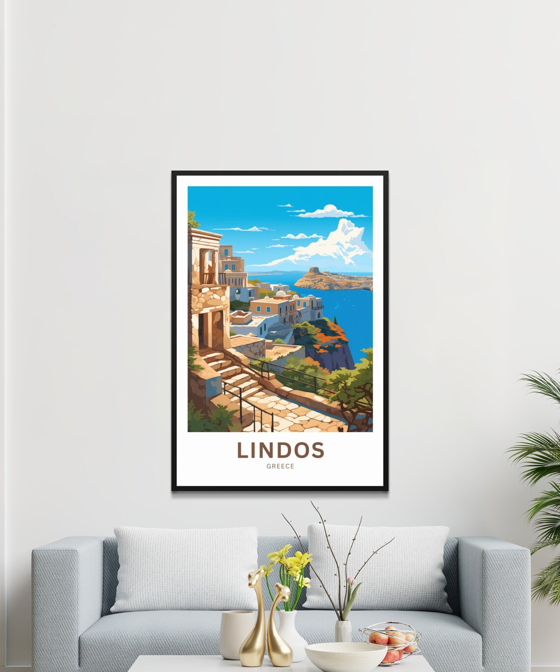Personalized Lindos Travel Poster, Greece Wall Art - Image 3