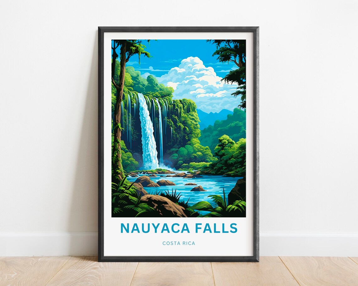 Nauyaca Falls Costa Rica Jungle Waterfall River Rocks Travel Poster