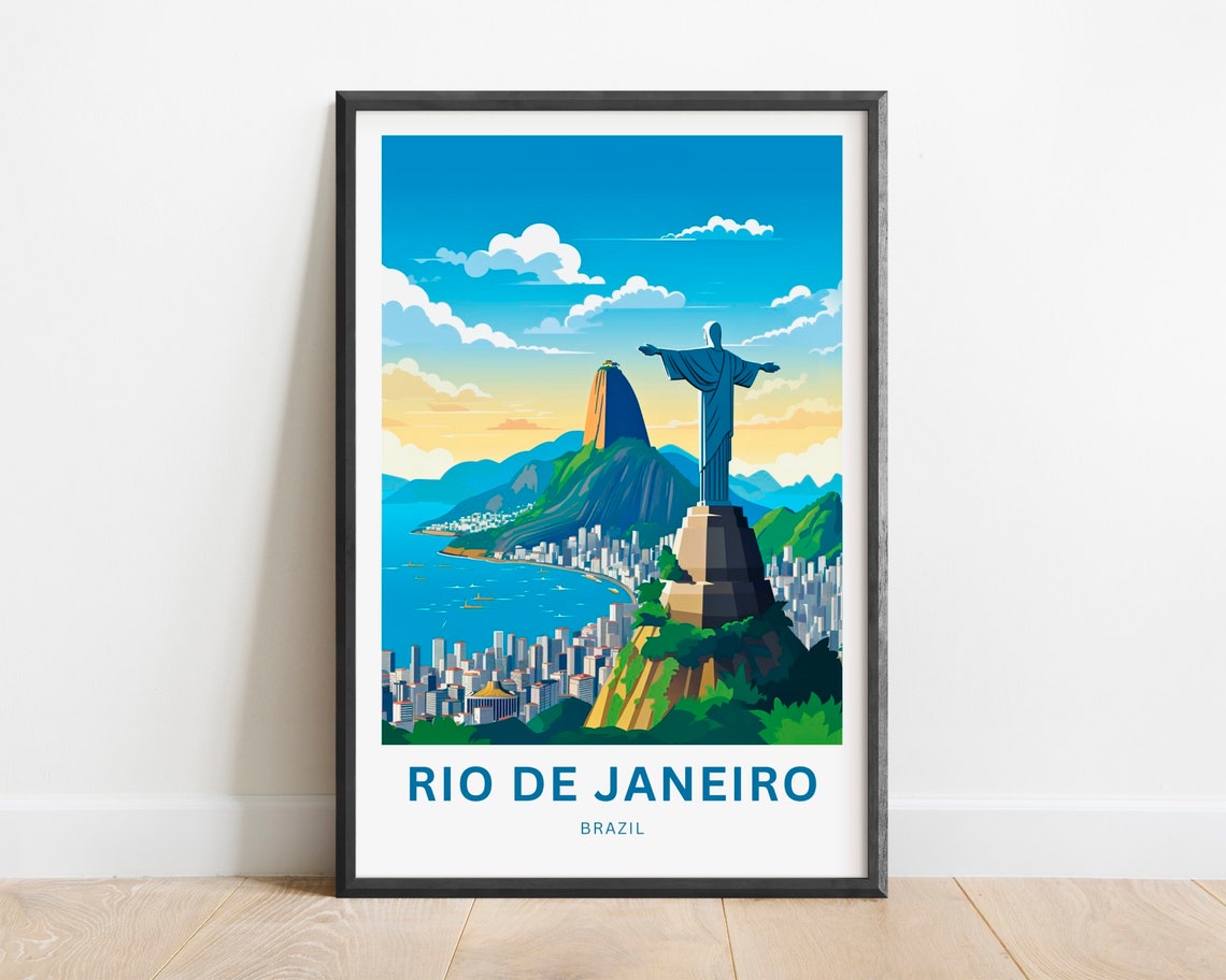 Rio de Janeiro Brazil Christ the Redeemer Sugarloaf Bay Poster