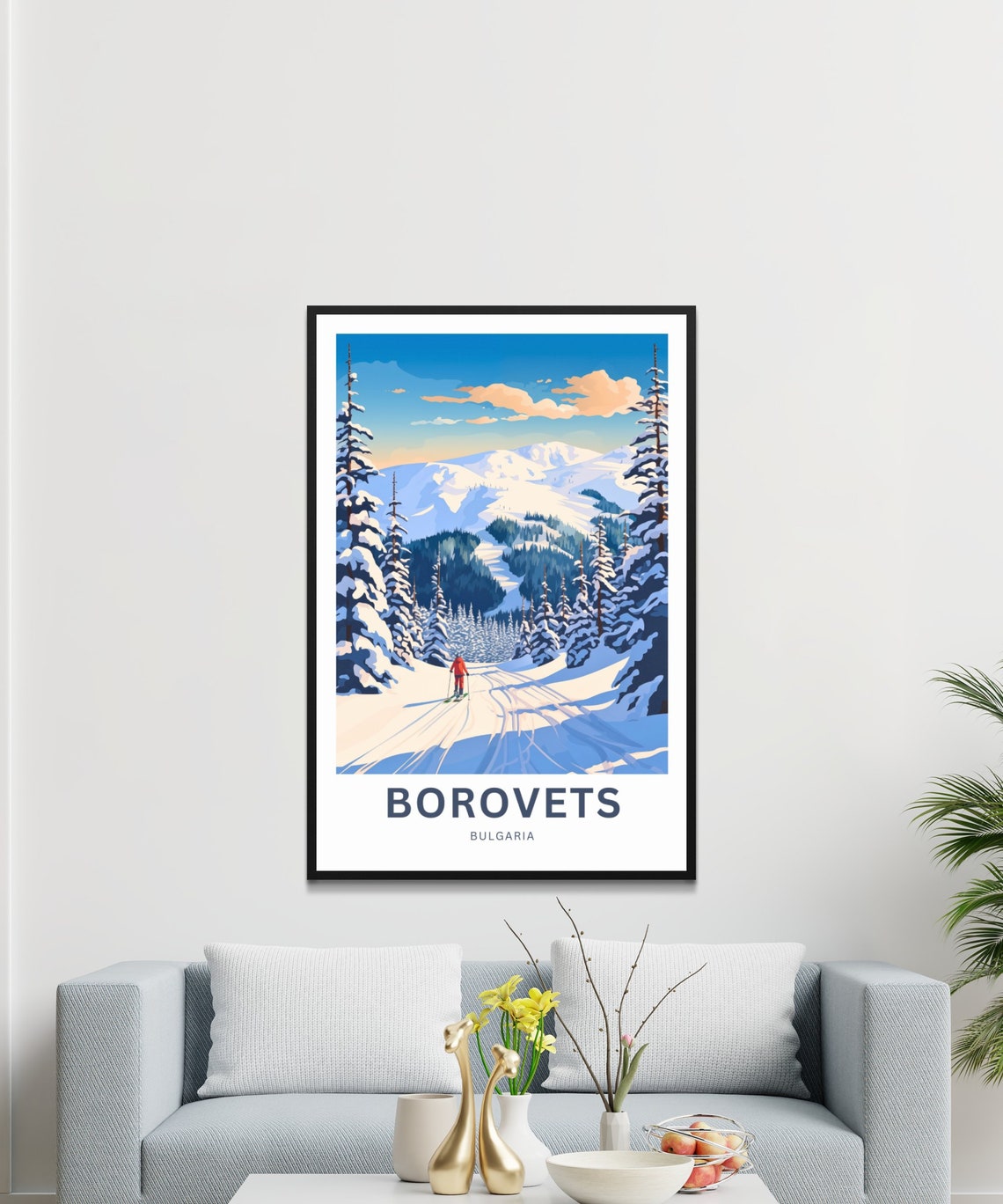 Borovets Bulgaria Alpine Skier Descent Powder Personalized Poster - Image 3